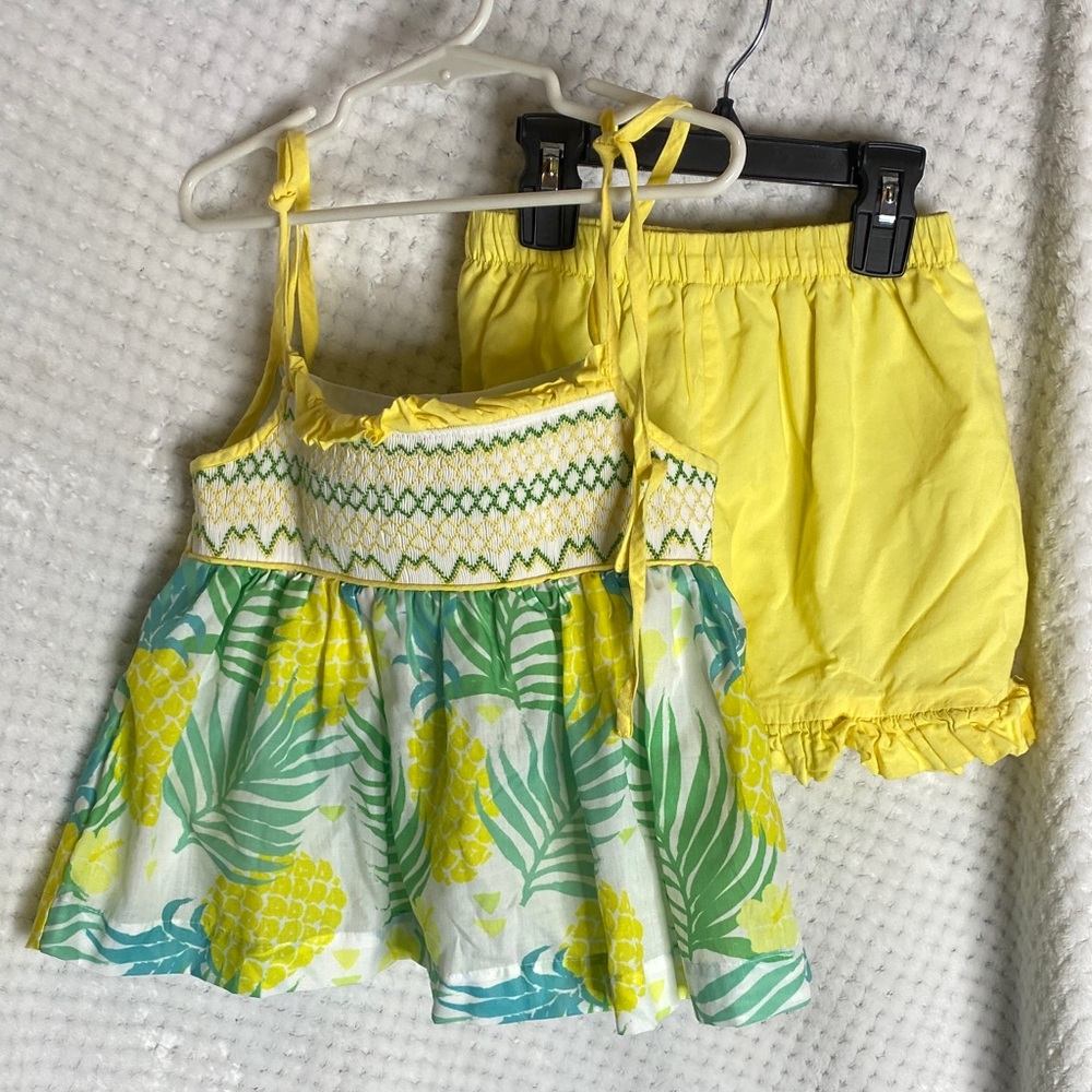 Smocked Sweets Pineapple Print Top and Shorts Set